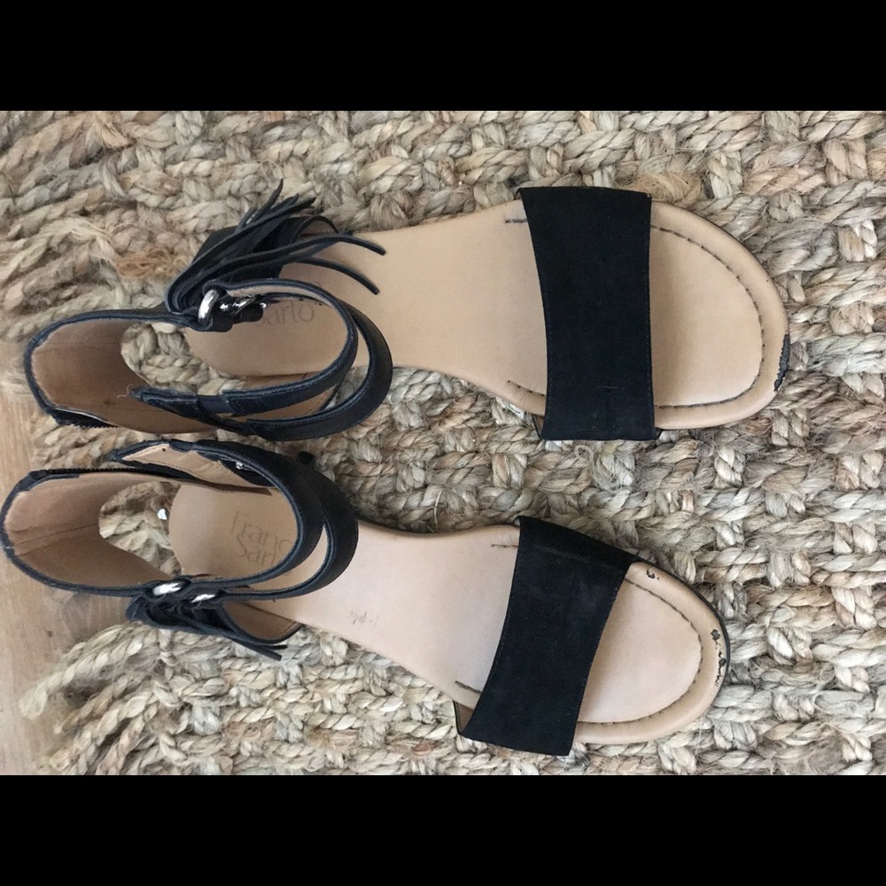 Franco Sarto Strap Sandals with Fringe